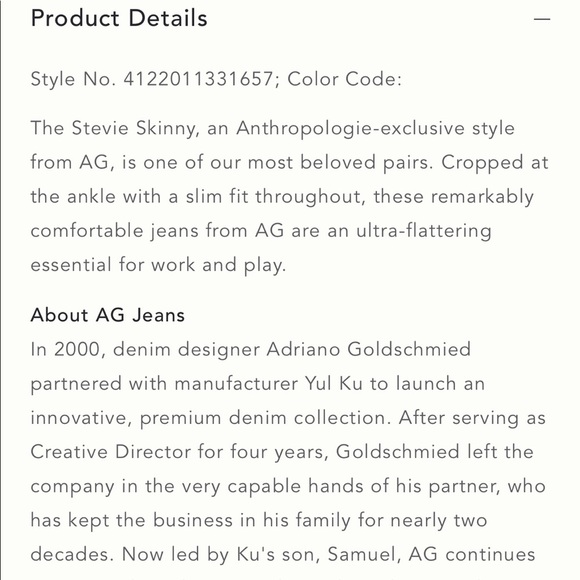 AG Anthropologie Stevie High Rise Skinny Ankle Jeans 25 - Picture 12 of 14